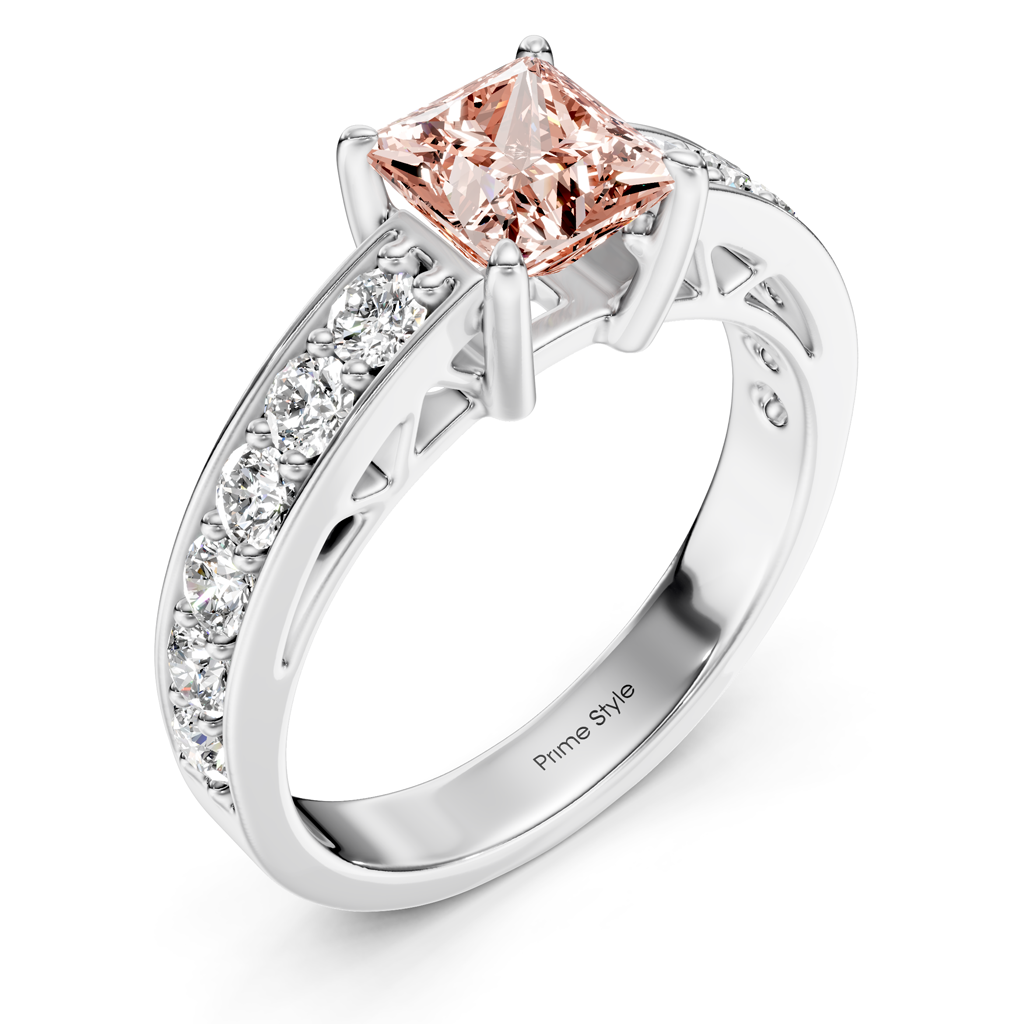 1.50-4.50 CT Princess & Round Cut Fancy Pink Diamonds - Engagement Ring