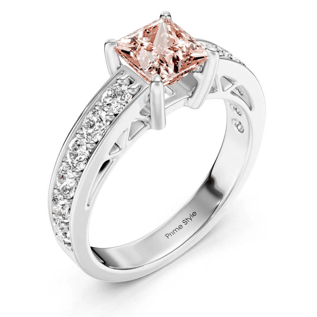 1.50 - 4.50 CT Princess & Round Cut Fancy Pink Diamonds - Engagement Ring - Primestyle.com