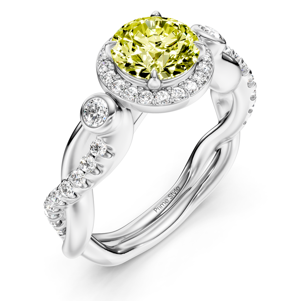 1.47-4.47 CT Round Cut Fancy Yellow Diamonds - Engagement Ring
