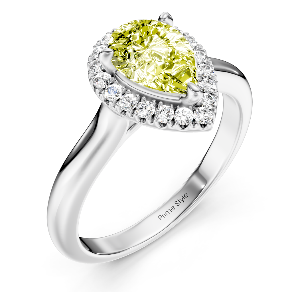 1.20-4.20 CT Pear & Round Cut Fancy Yellow Diamonds - Engagement Ring