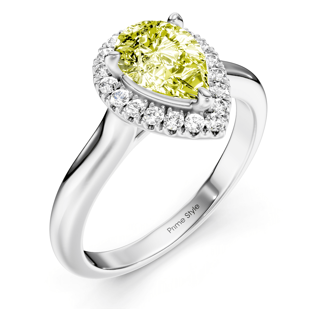 1.20 - 4.20 CT Pear & Round Cut Fancy Yellow Diamonds - Engagement Ring - Primestyle.com