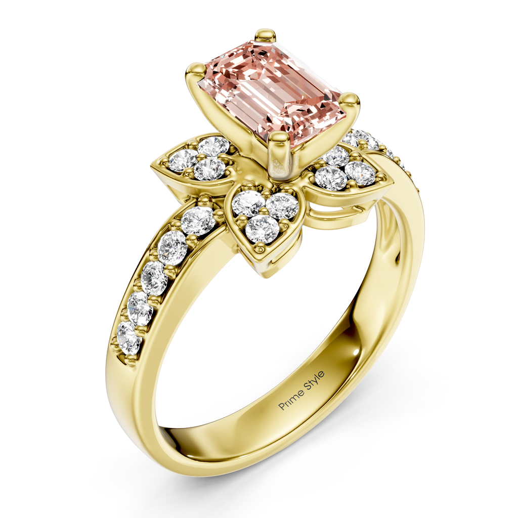 1.40-4.40 CT Emerald & Round Cut Fancy Pink Diamonds - Engagement Ring