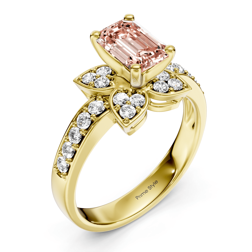 1.40-4.40 CT Emerald & Round Cut Fancy Pink Diamonds - Engagement Ring