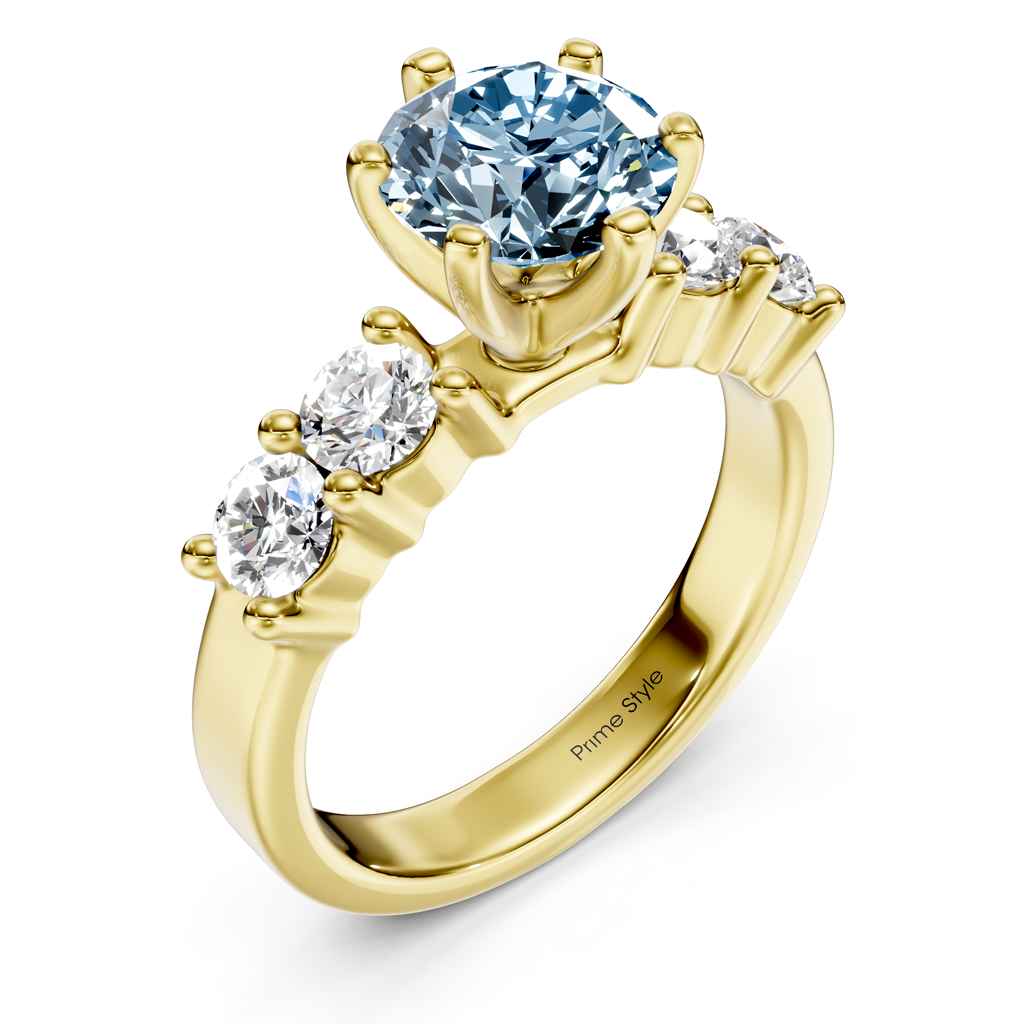 1.60-4.60 CT Round Cut Fancy Blue Diamonds - Engagement Ring