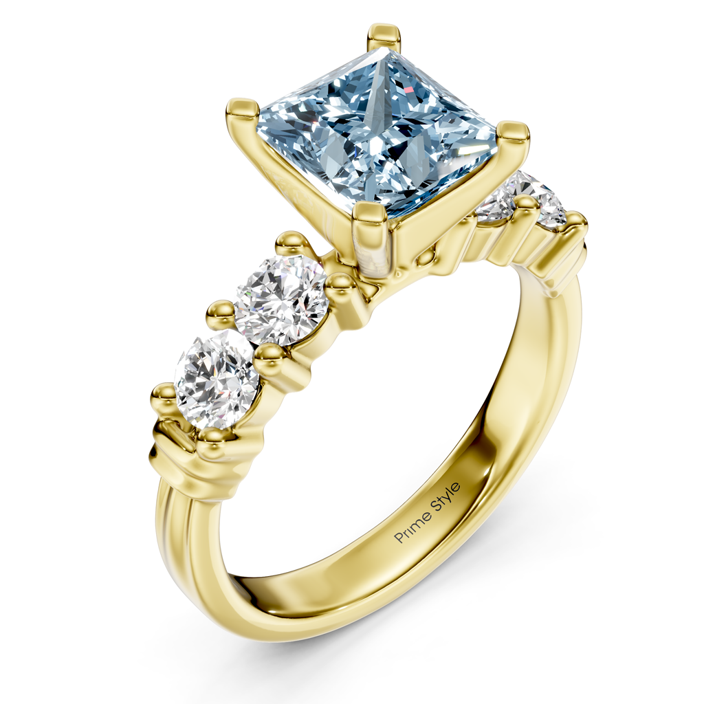 1.60-4.60 CT Round Cut Fancy Blue Diamonds - Engagement Ring