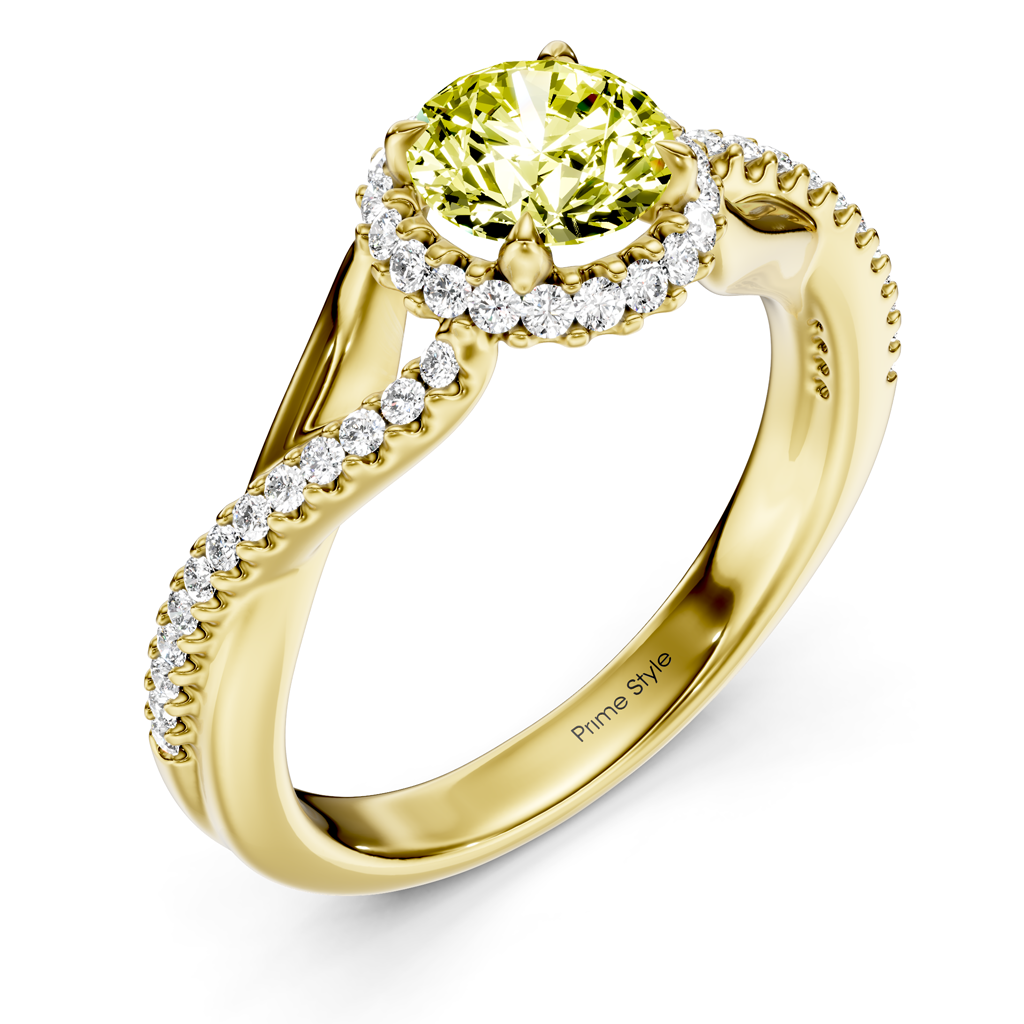 1.25-4.25 CT Round Cut Fancy Yellow Diamonds - Engagement Ring