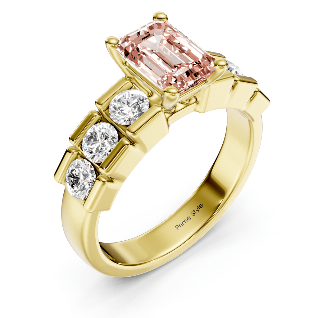 1.85 - 4.85 CT Princess & Round Cut Fancy Pink Diamonds - Engagement Ring - Primestyle.com
