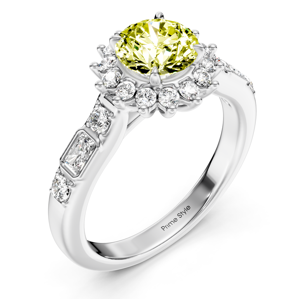 1.57-4.57 CT Radiant & Round Cut Fancy Yellow Diamonds - Engagement Ring