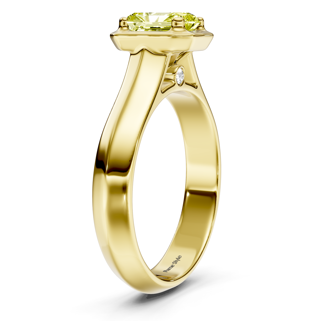 1.02-4.02 CT Radiant & Round Cut Fancy Yellow Diamonds - Engagement Ring