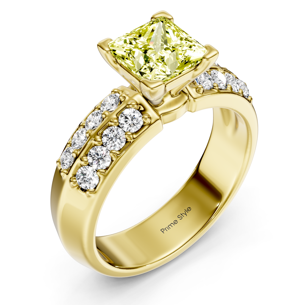 1.35-4.35 CT Round Cut Fancy Yellow Diamonds - Engagement Ring