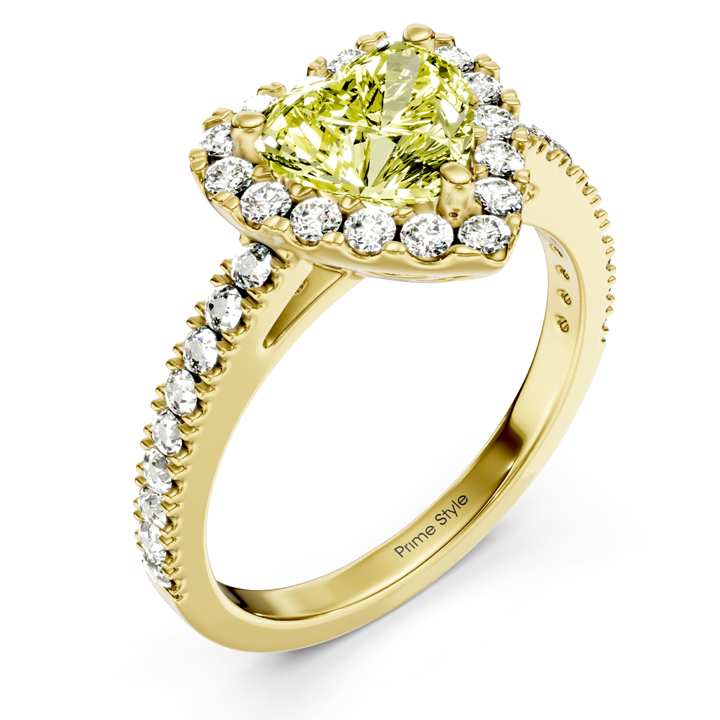 1.45-4.45 CT Heart & Round Cut Fancy Yellow Diamonds - Engagement Ring