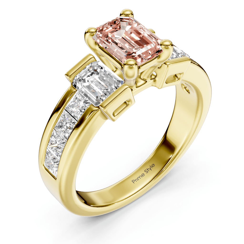2.30-5.30 CT Emerald & Princess Cut Fancy Pink Diamonds - Engagement Ring