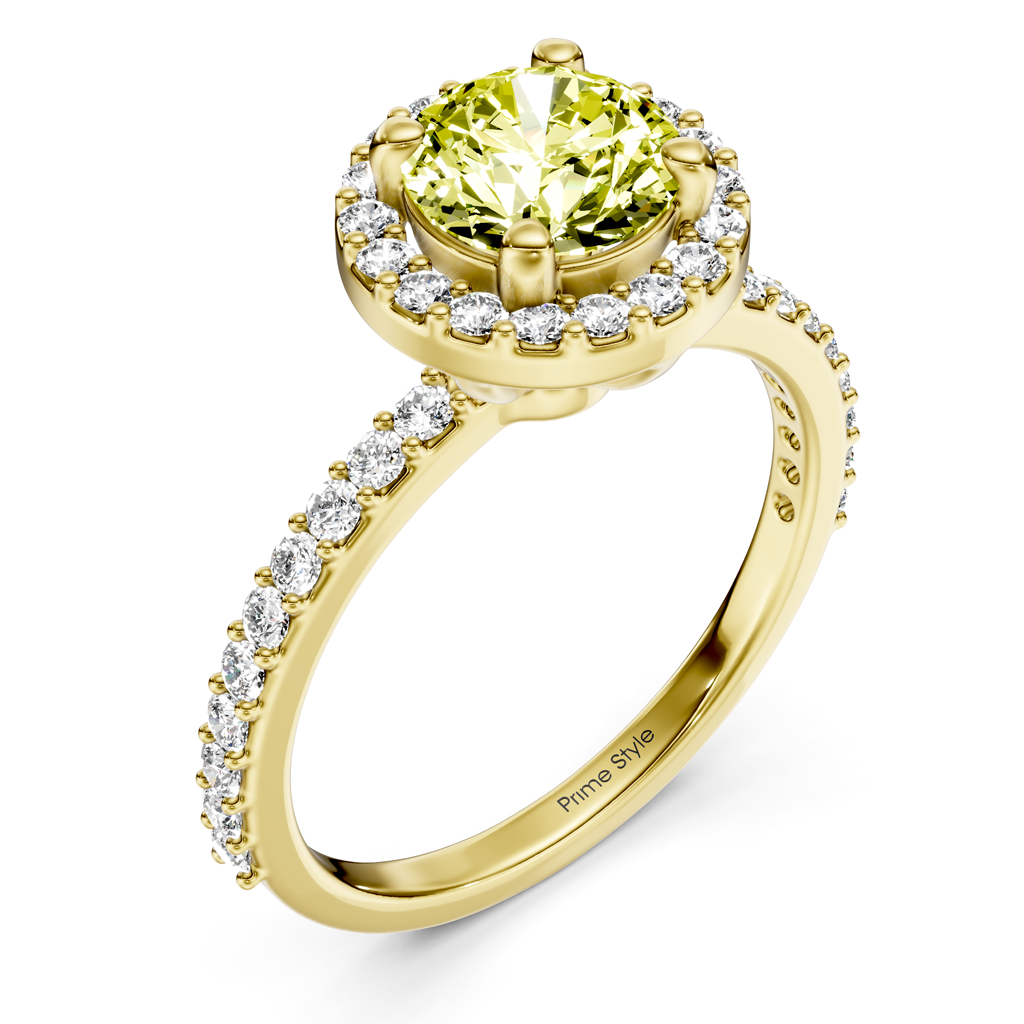 1.40-4.40 CT Round Cut Fancy Yellow Diamonds - Engagement Ring