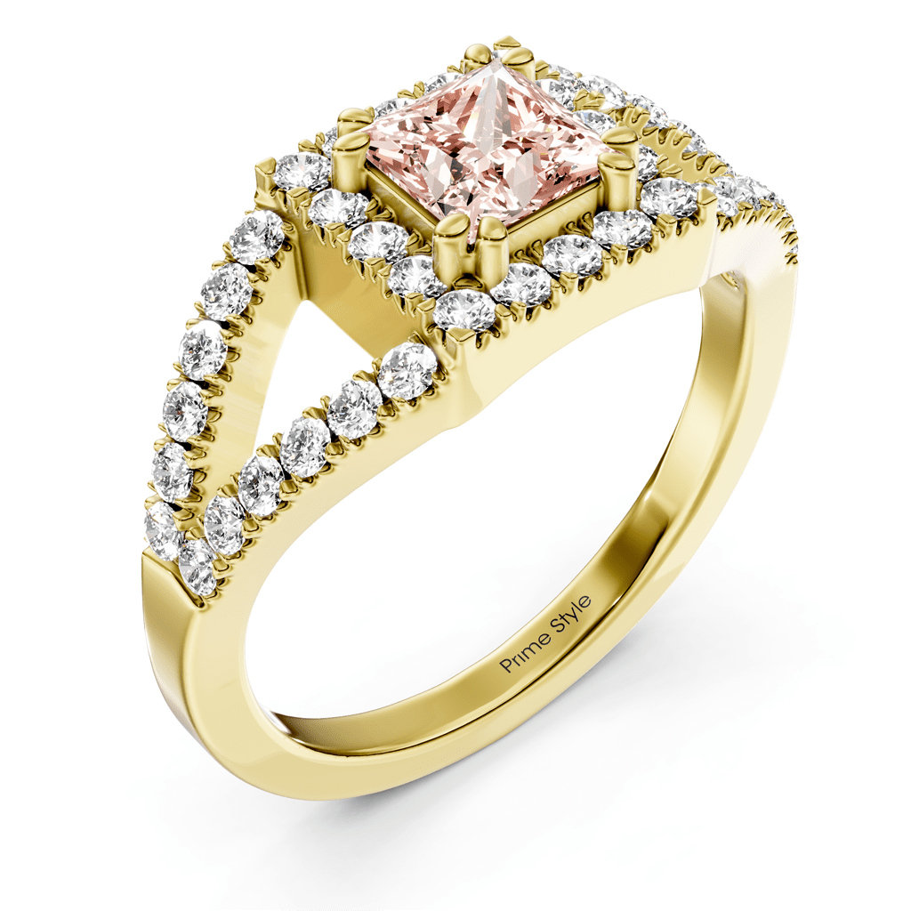 1.45 - 4.45 CT Princess & Round Cut Fancy Pink Diamonds - Engagement Ring - Primestyle.com