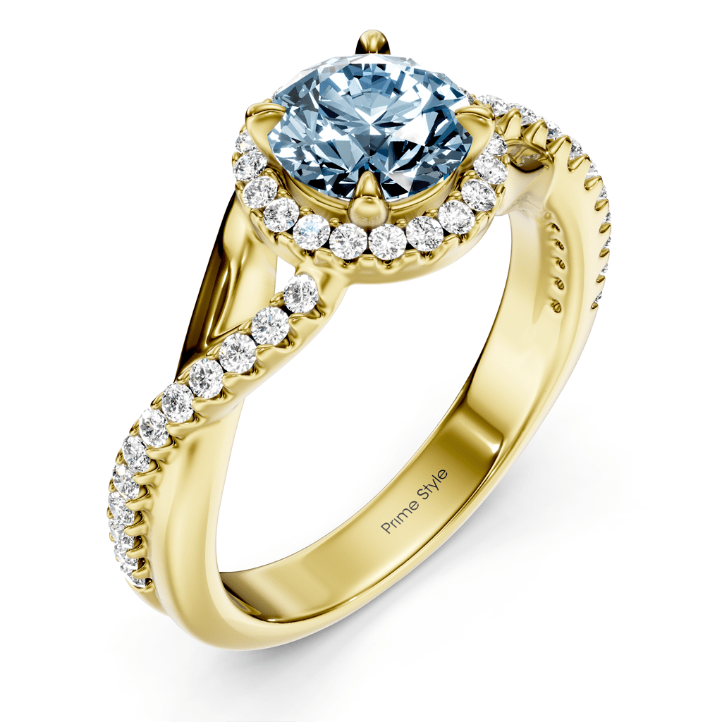 1.25 - 4.25 CT Round Cut Fancy Blue Diamonds - Engagement Ring - Primestyle.com