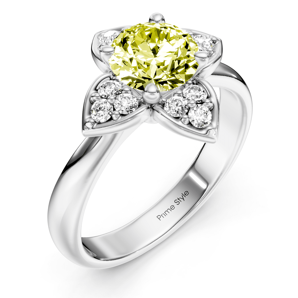 1.20 - 4.20 CT Round Cut Fancy Yellow Diamonds - Engagement Ring - Primestyle.com