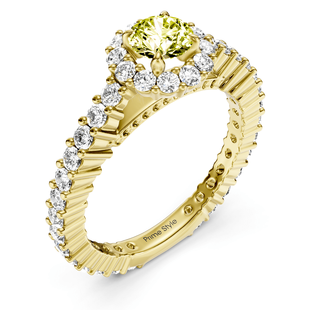 1.85 - 4.85 CT Round Cut Fancy Yellow Diamonds - Engagement Ring - Primestyle.com