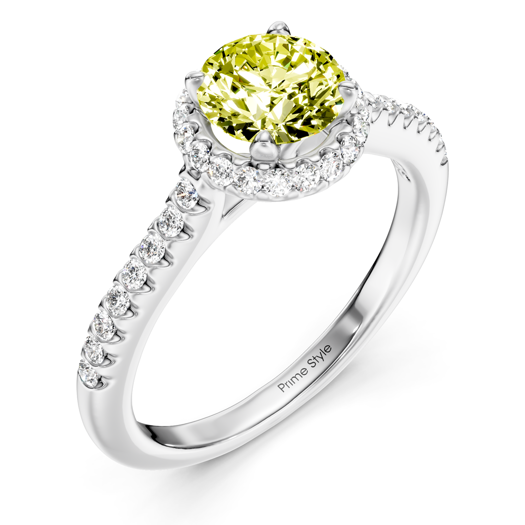 1.30-4.30 CT Round Cut Fancy Yellow Diamonds - Engagement Ring