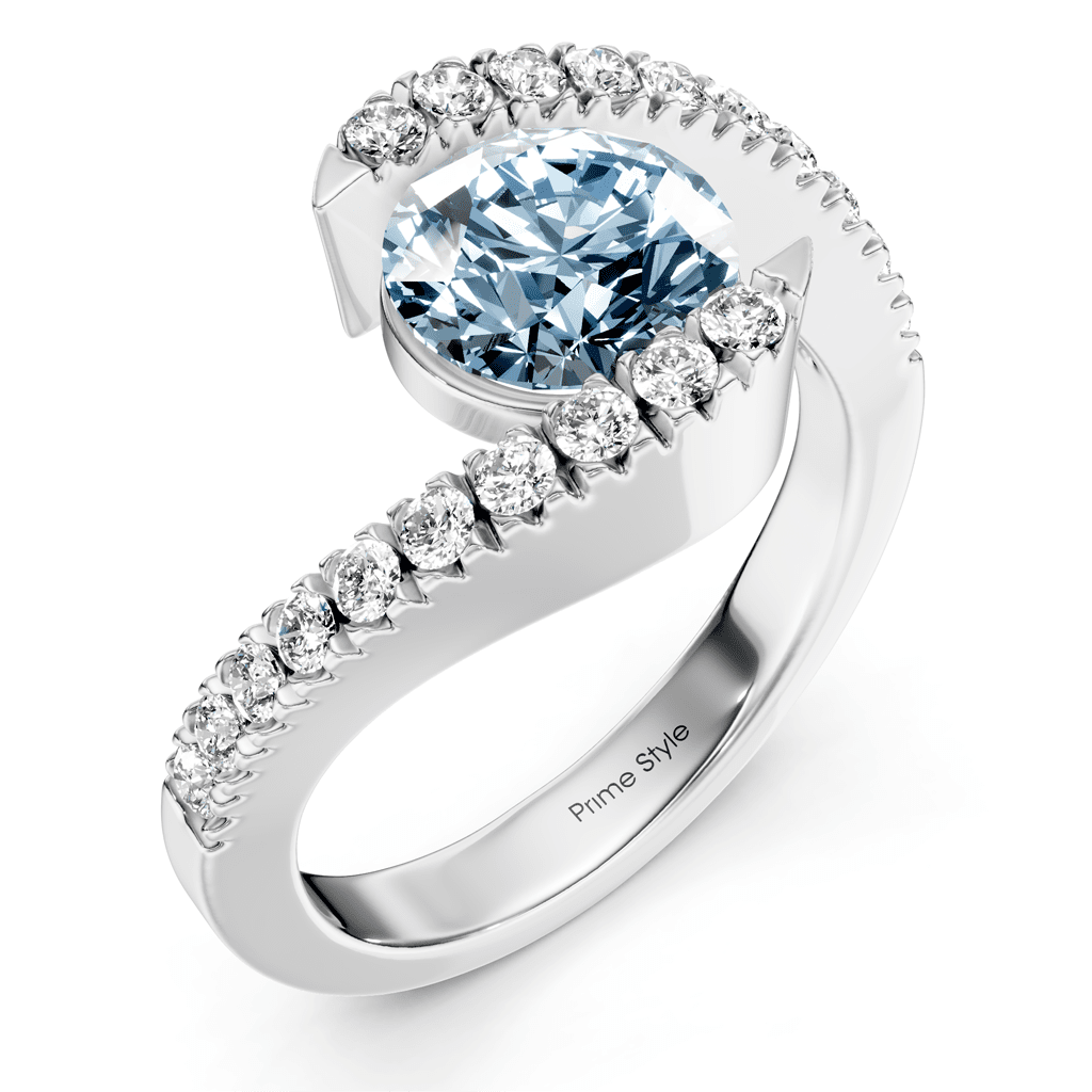 1.30 - 4.30 CT Round Cut Fancy Blue Diamonds - Engagement Ring - Primestyle.com