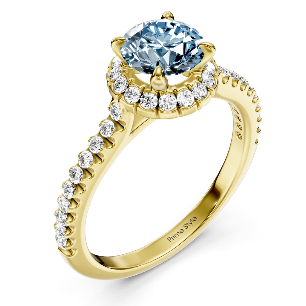 1.35-4.35 CT Round Cut Fancy Blue Diamonds - Engagement Ring