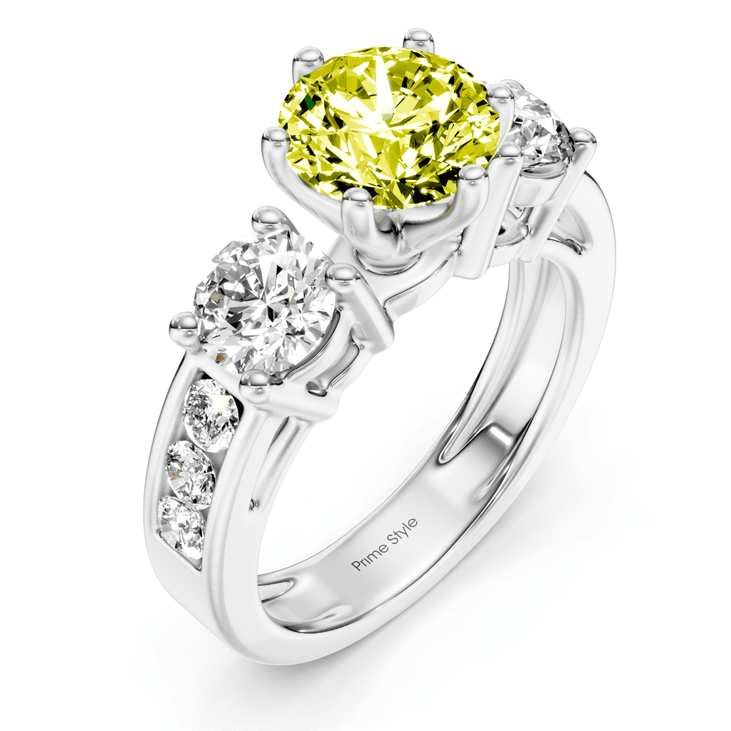 1.80 - 4.80 CT Princess & Round Cut Fancy Yellow Diamonds - Engagement Ring - Primestyle.com