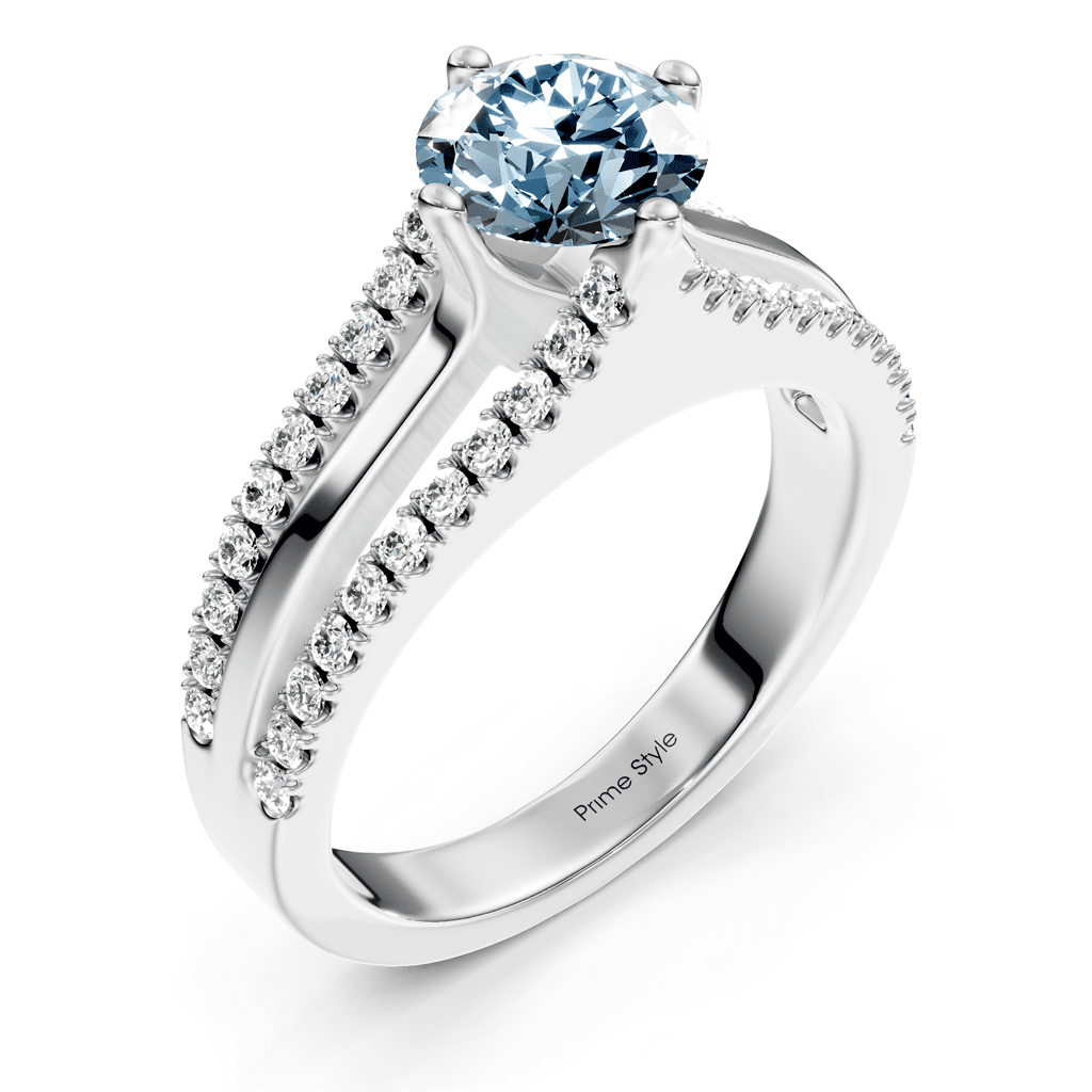 1.45 - 4.45 CT Round Cut Fancy Blue Diamonds - Engagement Ring - Primestyle.com