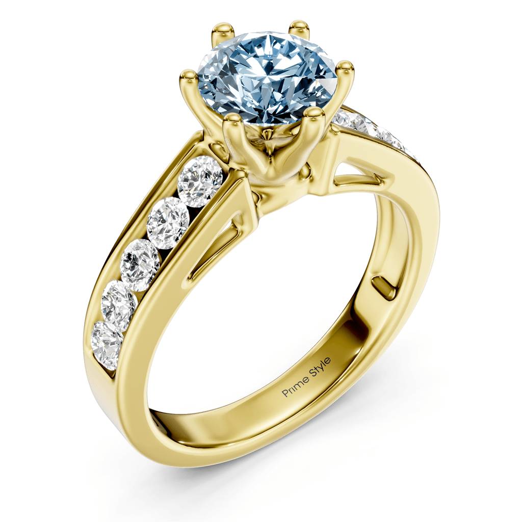 1.65 - 4.65 CT Round Cut Fancy Blue Diamonds - Engagement Ring - Primestyle.com