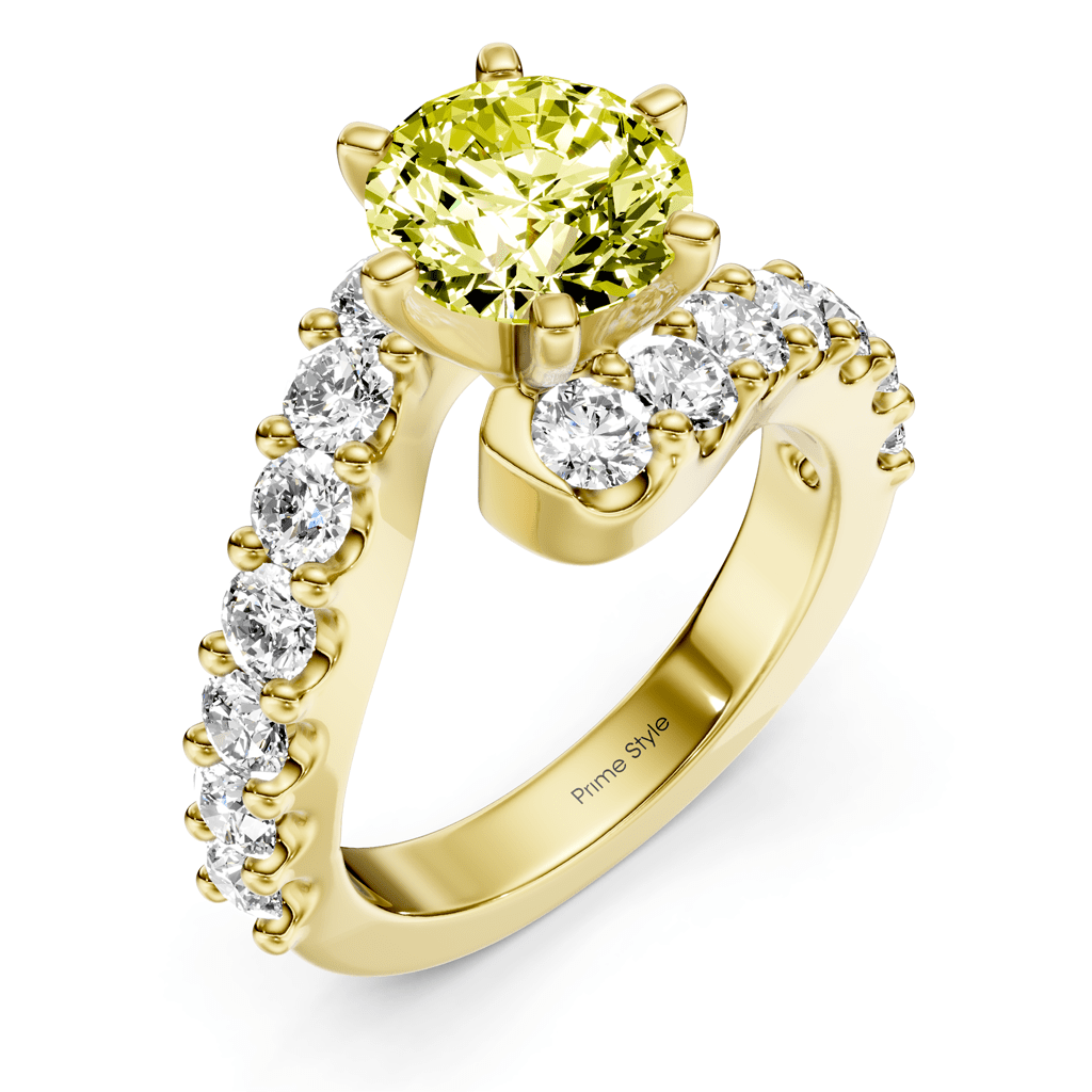 2.30 - 5.30 CT Emerald & Round Cut Fancy Yellow Diamonds - Engagement Ring - Primestyle.com