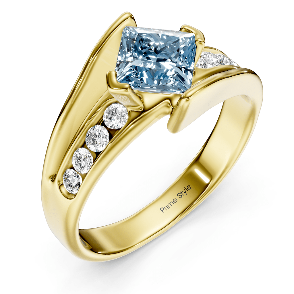 1.25 - 4.25 CT Princess & Round Cut Fancy Blue Diamonds - Engagement Ring - Primestyle.com