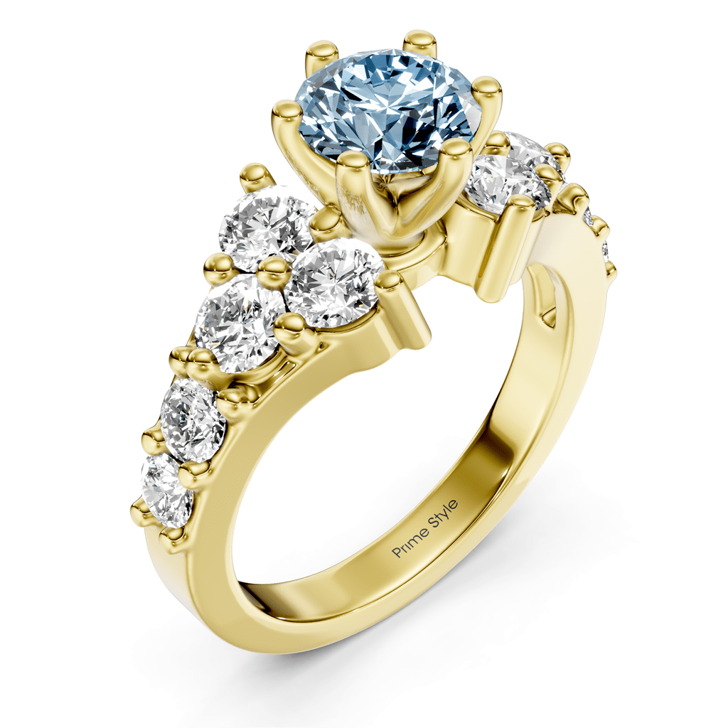 2.40 - 5.40 CT Round Cut Fancy Blue Diamonds - Engagement Ring - Primestyle.com