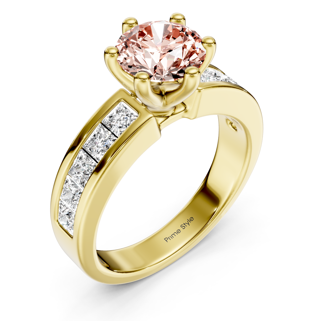 1.90-4.90 CT Princess & Round Cut Fancy Pink Diamonds - Engagement Ring