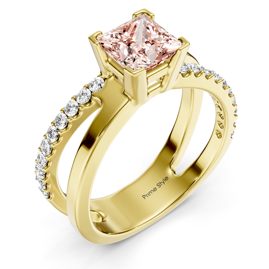 1.25-4.25 CT Princess & Round Cut Fancy Pink Diamonds - Engagement Ring