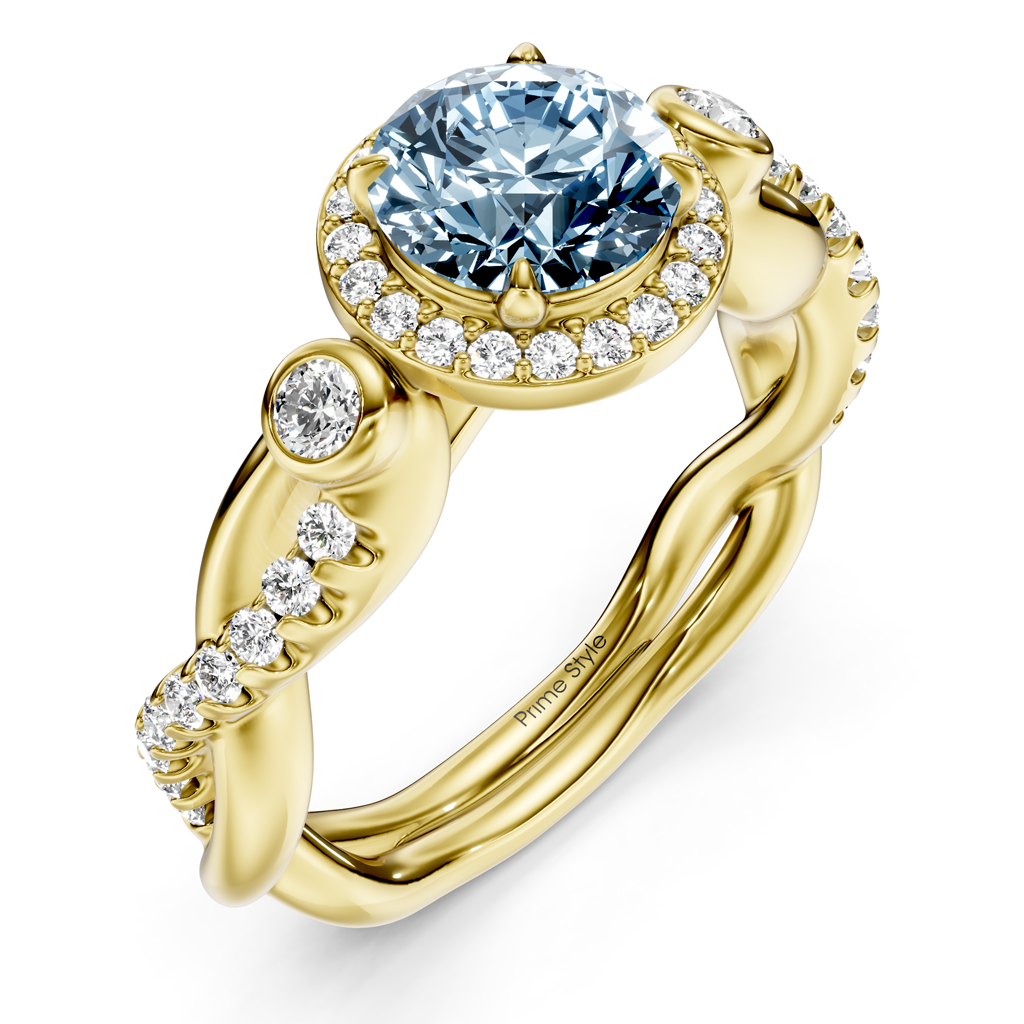 1.70-4.70 CT Princess & Round Cut Fancy Blue Diamonds - Engagement Ring