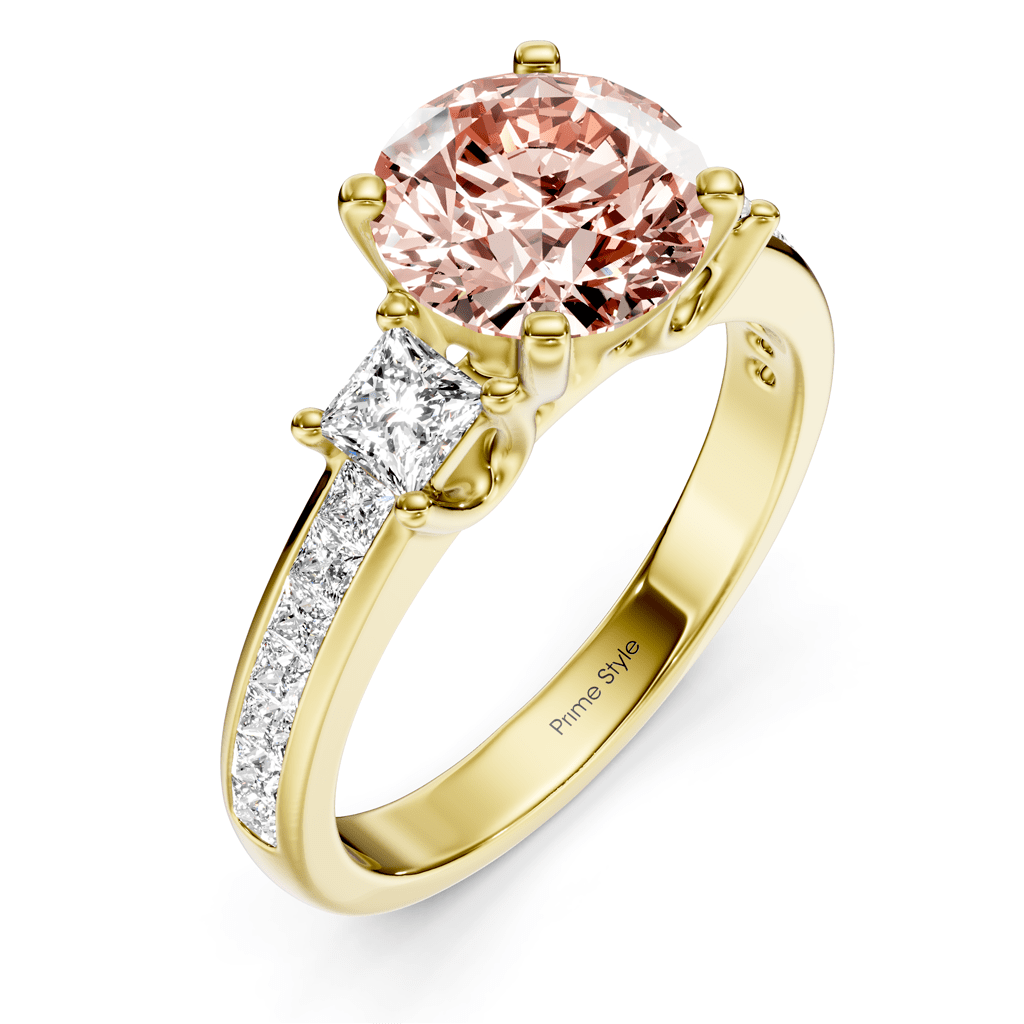 1.75-4.75 CT Princess & Round Cut Fancy Pink Diamonds - Engagement Ring