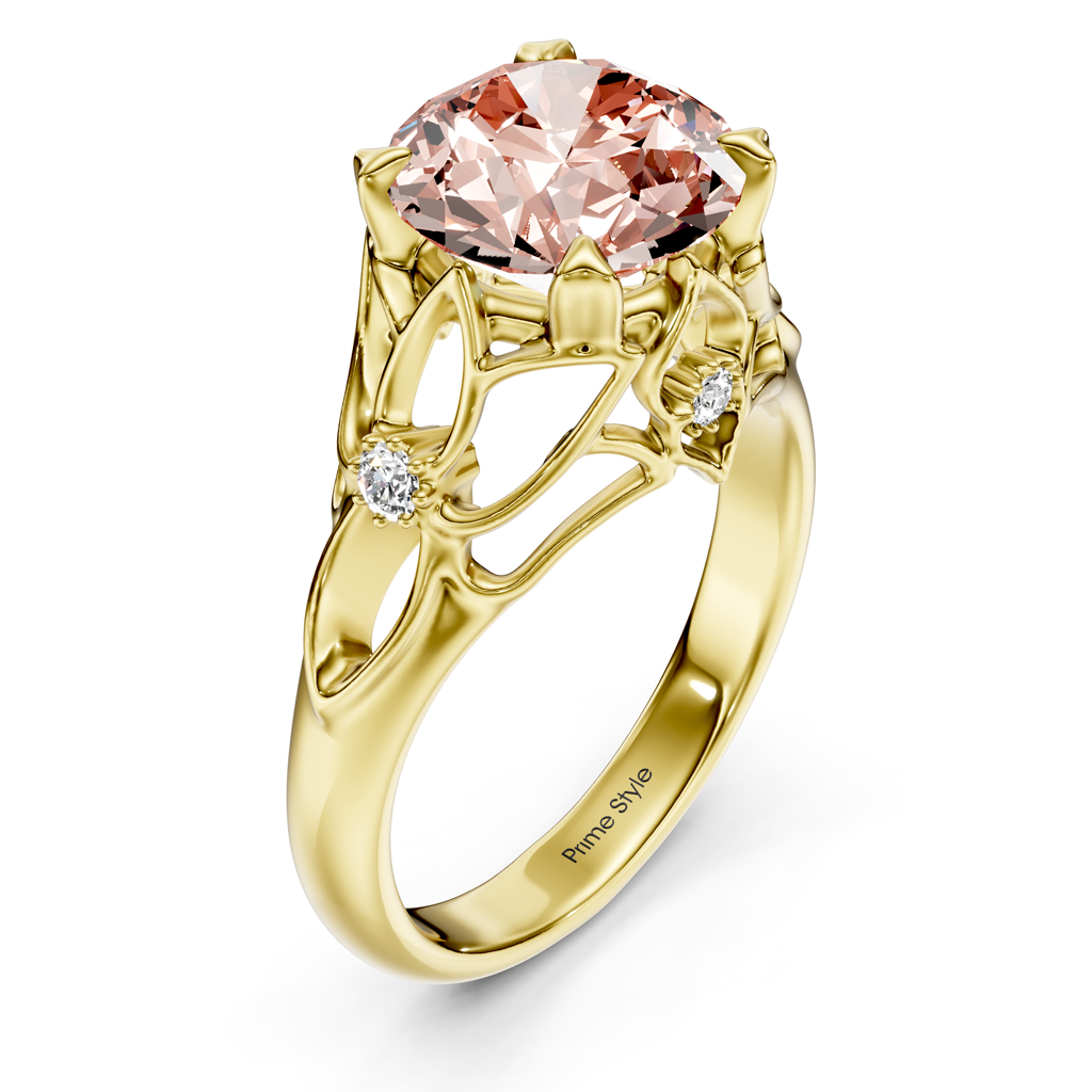 1.07-4.07 CT Round Cut Fancy Pink Diamonds - Engagement Ring