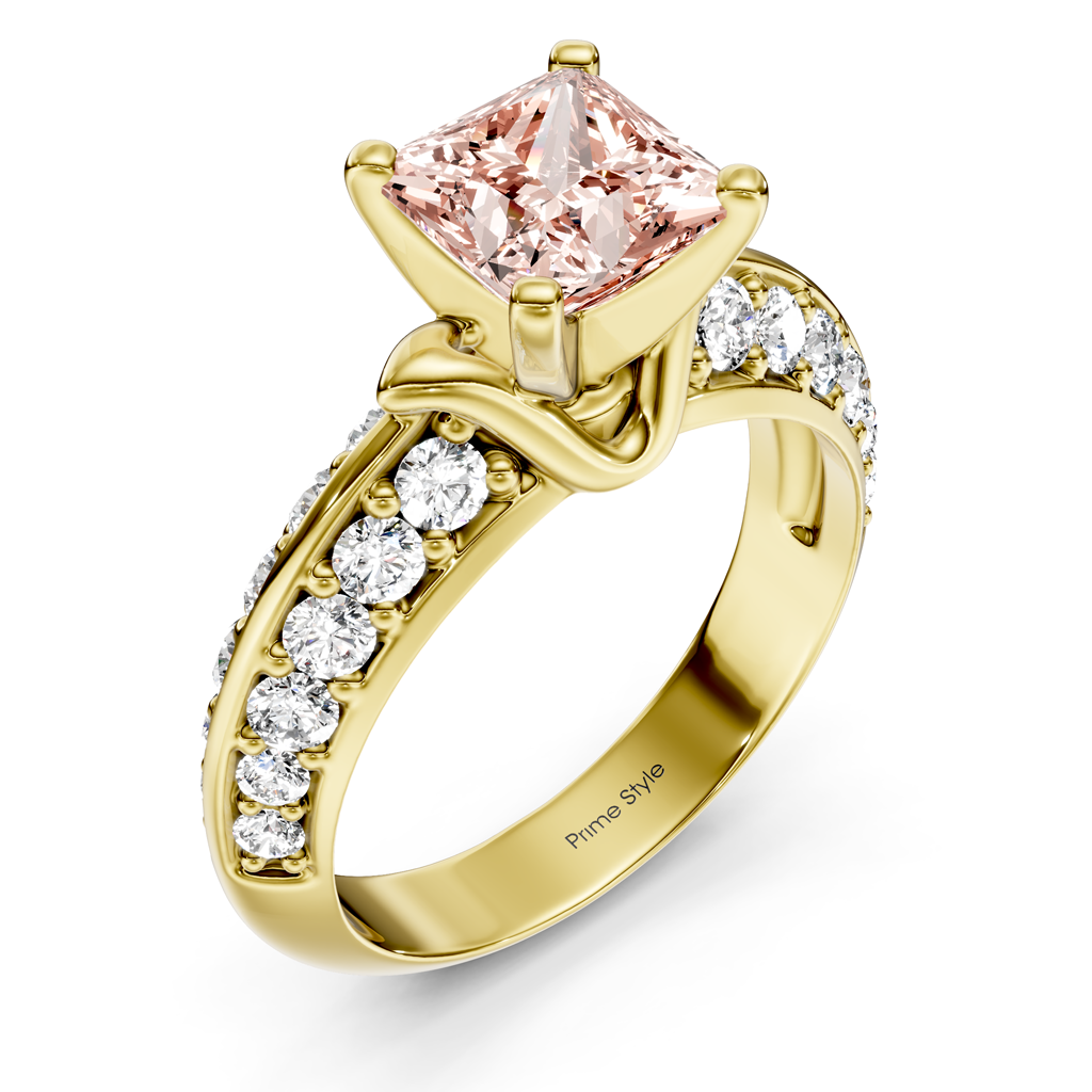 1.65-4.65 CT Princess & Round Cut Fancy Pink Diamonds - Engagement Ring