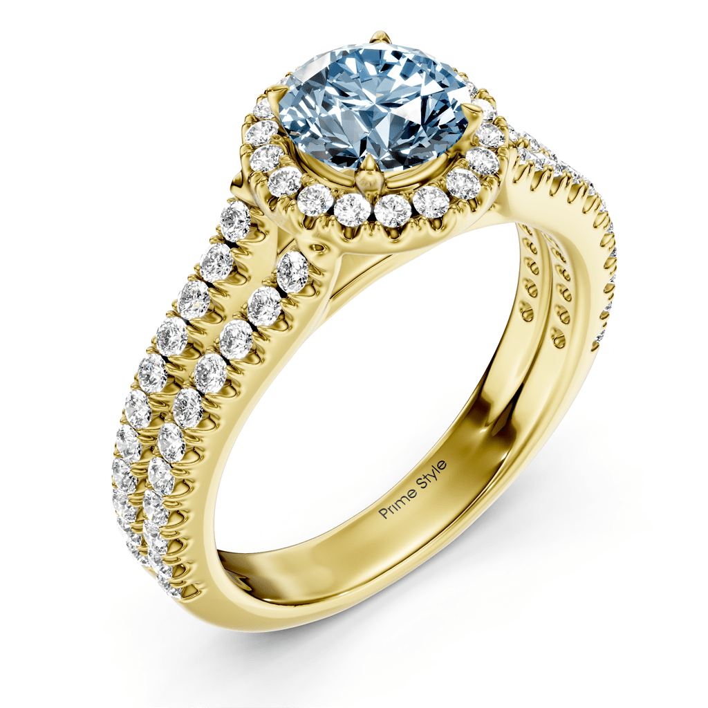 1.60 - 4.60 CT Round Cut Fancy Blue Diamonds - Engagement Ring - Primestyle.com