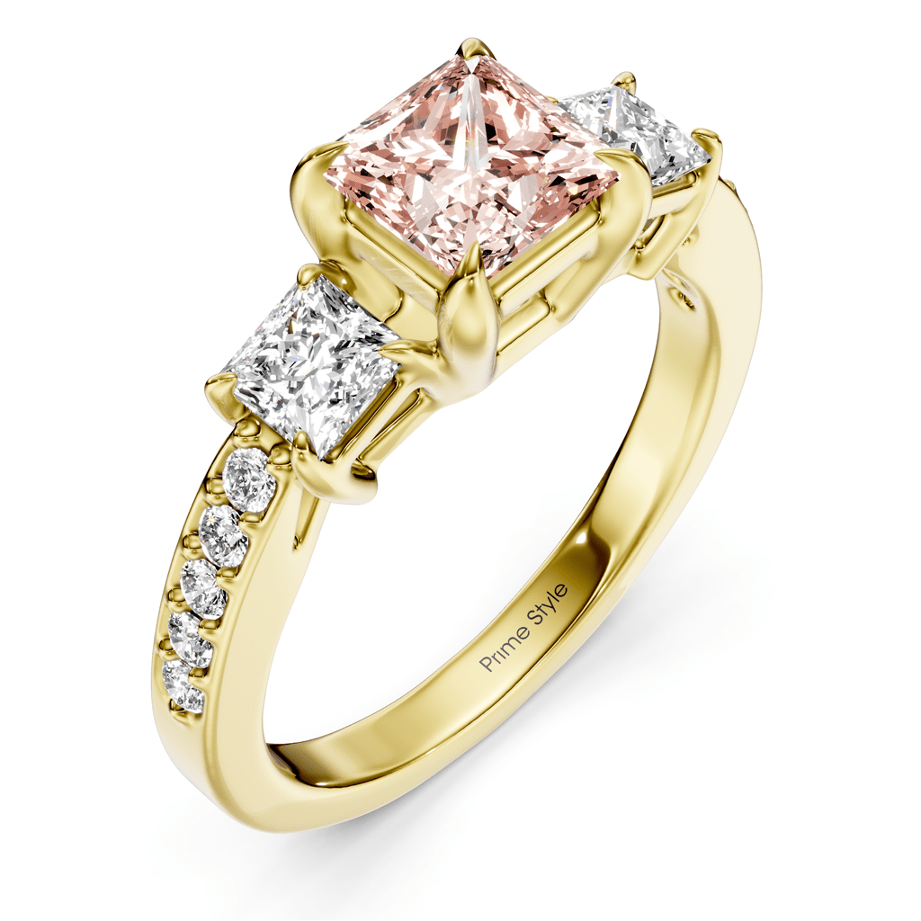 1.85 - 4.85 CT Princess & Round Cut Fancy Pink Diamonds - Engagement Ring - Primestyle.com