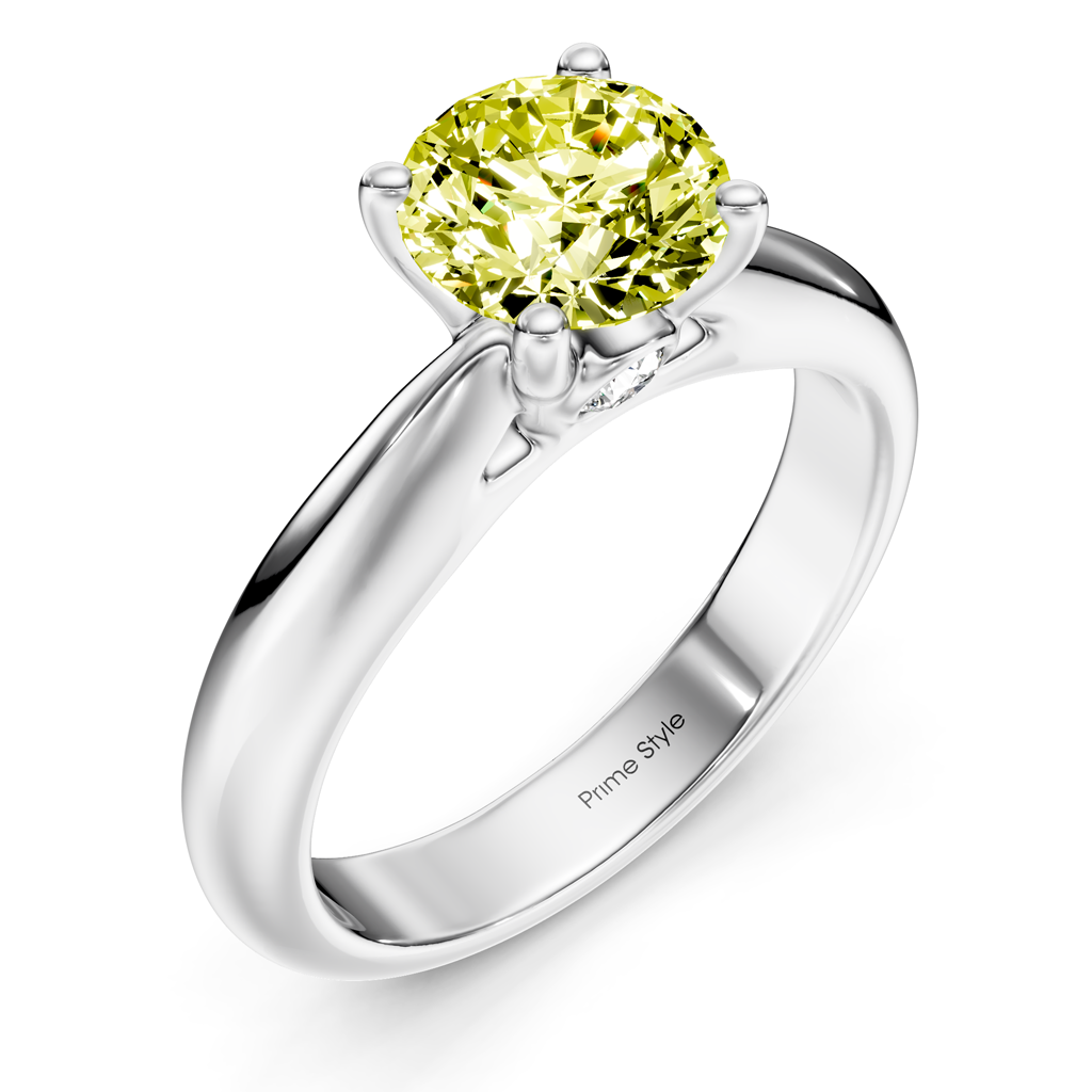 1.10-4.10 CT Round Cut Fancy Yellow Diamonds - Engagement Ring