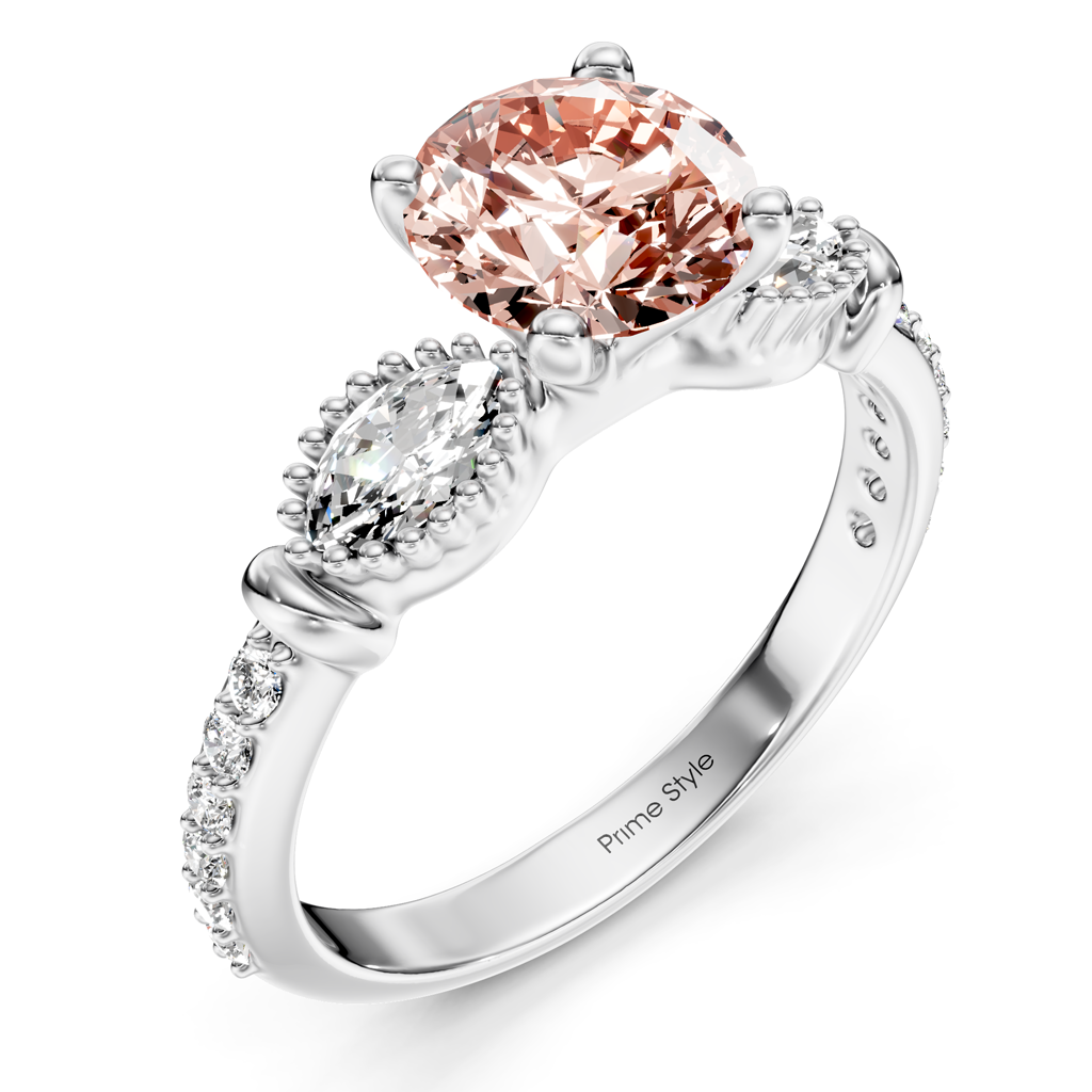 1.45-4.45 CT Marquise & Round Cut Fancy Pink Diamonds - Engagement Ring