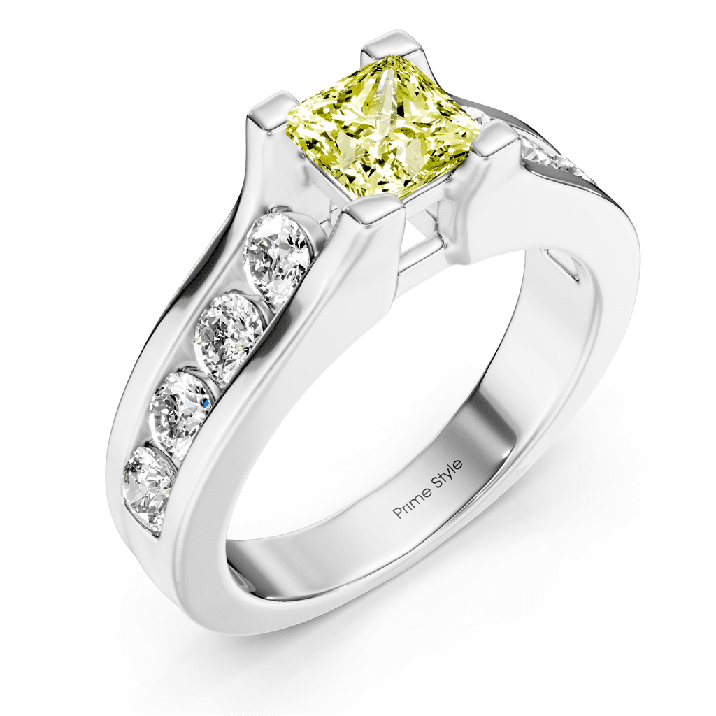 1.80 - 4.80 CT Princess & Round Cut Fancy Yellow Diamonds - Engagement Ring - Primestyle.com