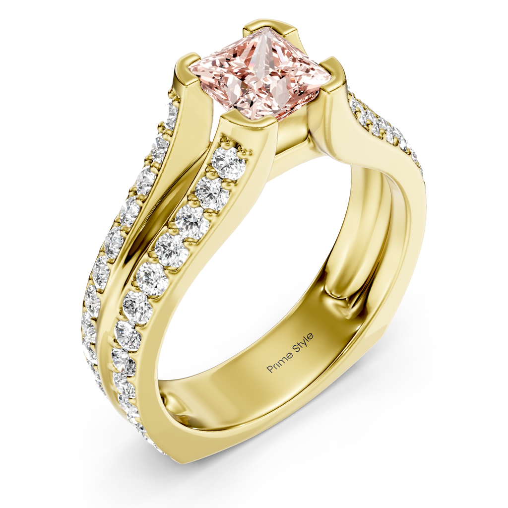 2.00-5.00 CT Princess & Round Cut Fancy Pink Diamonds - Engagement Ring