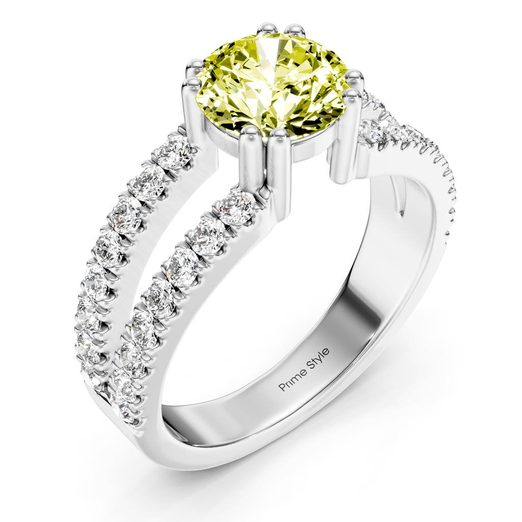 1.70-4.70 CT Round Cut Fancy Yellow Diamonds - Engagement Ring