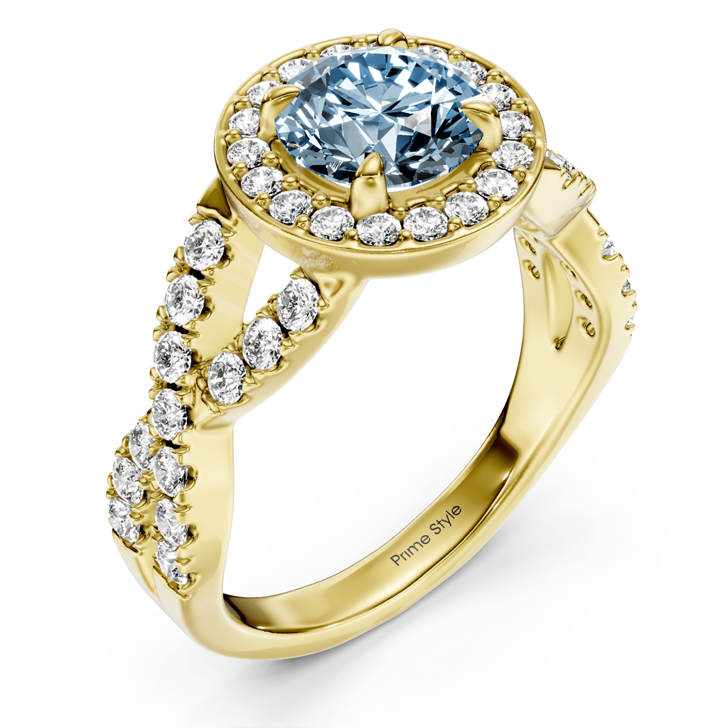 1.65-4.65 CT Round Cut Fancy Blue Diamonds - Engagement Ring