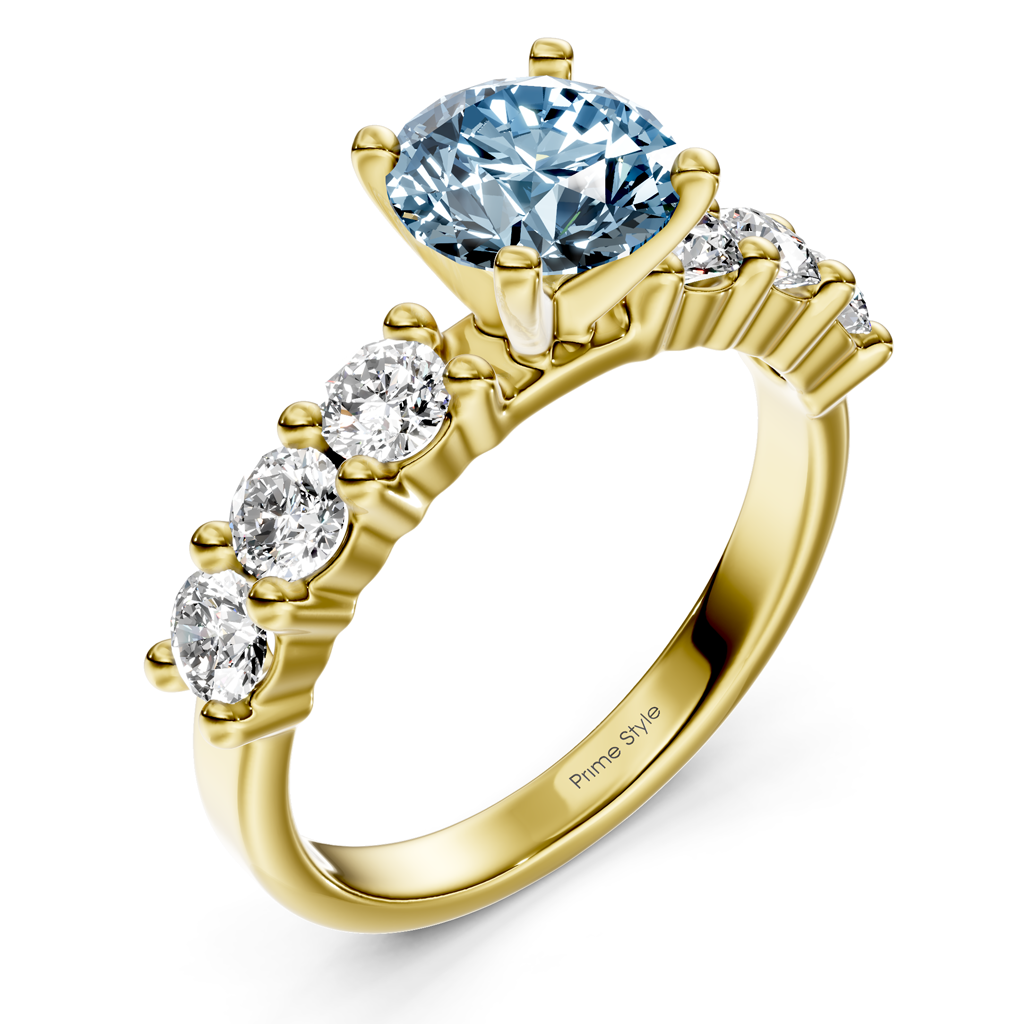 1.90-4.90 CT Round Cut Fancy Blue Diamonds - Engagement Ring