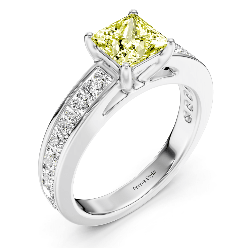 2.25-5.25 CT Princess Cut Fancy Yellow Diamonds - Engagement Ring
