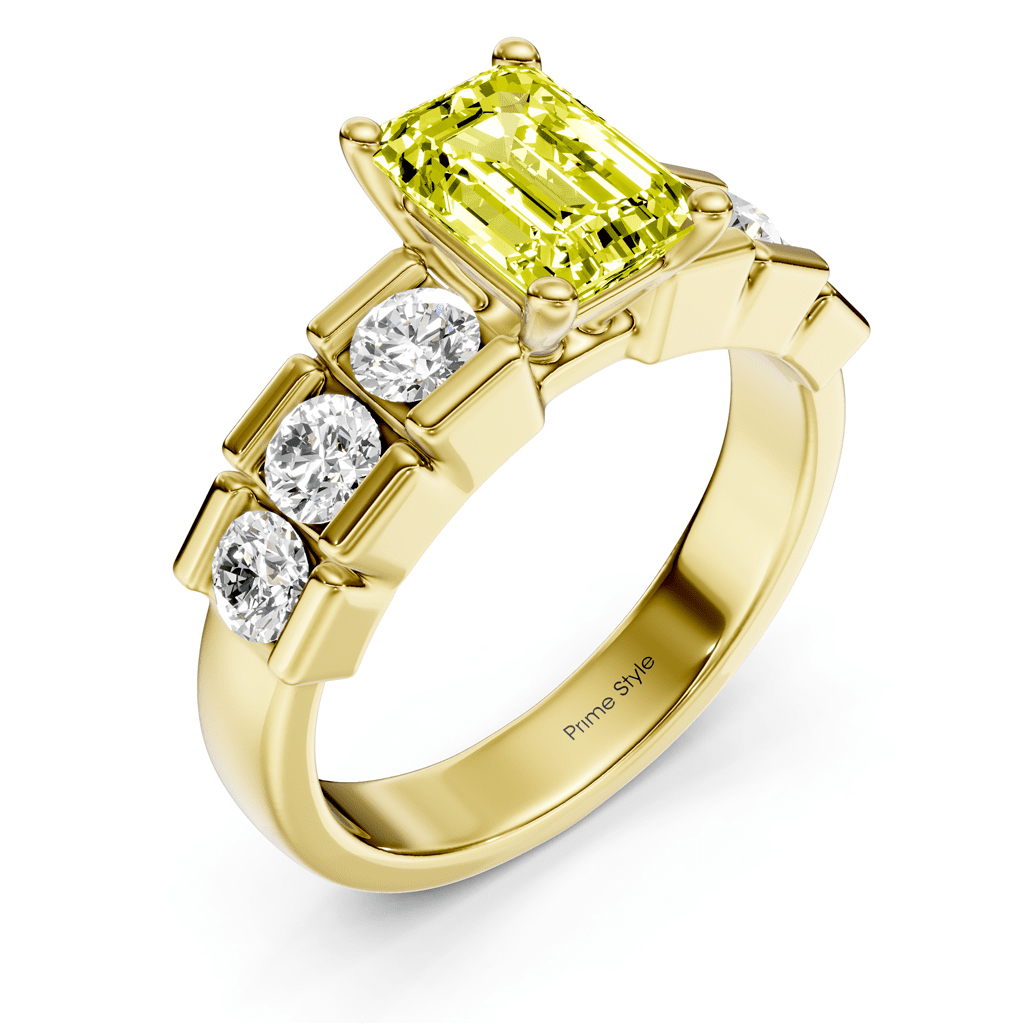 1.85 - 4.85 CT Princess & Round Cut Fancy Yellow Diamonds - Engagement Ring - Primestyle.com
