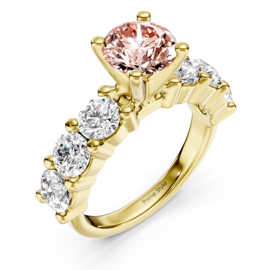 2.50-5.50 CT Round Cut Fancy Pink Diamonds - Engagement Ring