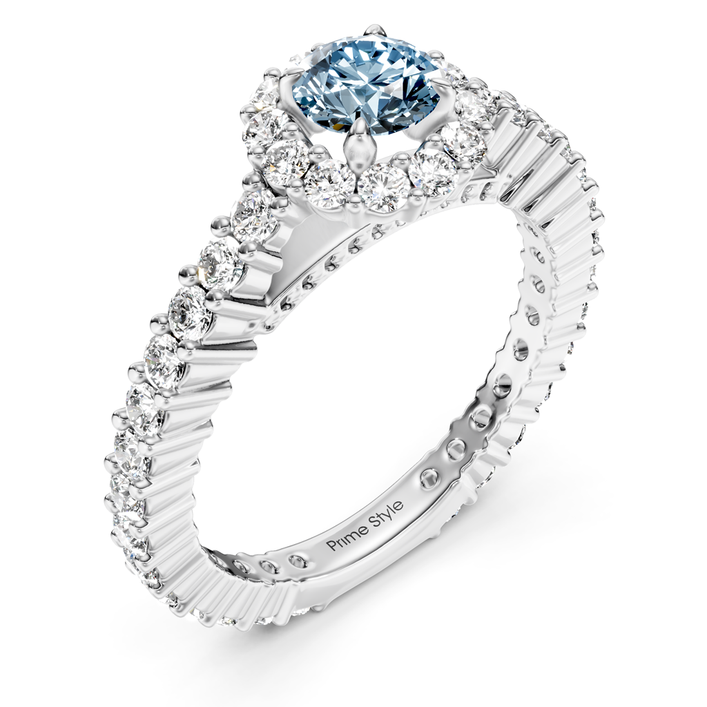 1.85-4.85 CT Round Cut Fancy Blue Diamonds - Engagement Ring