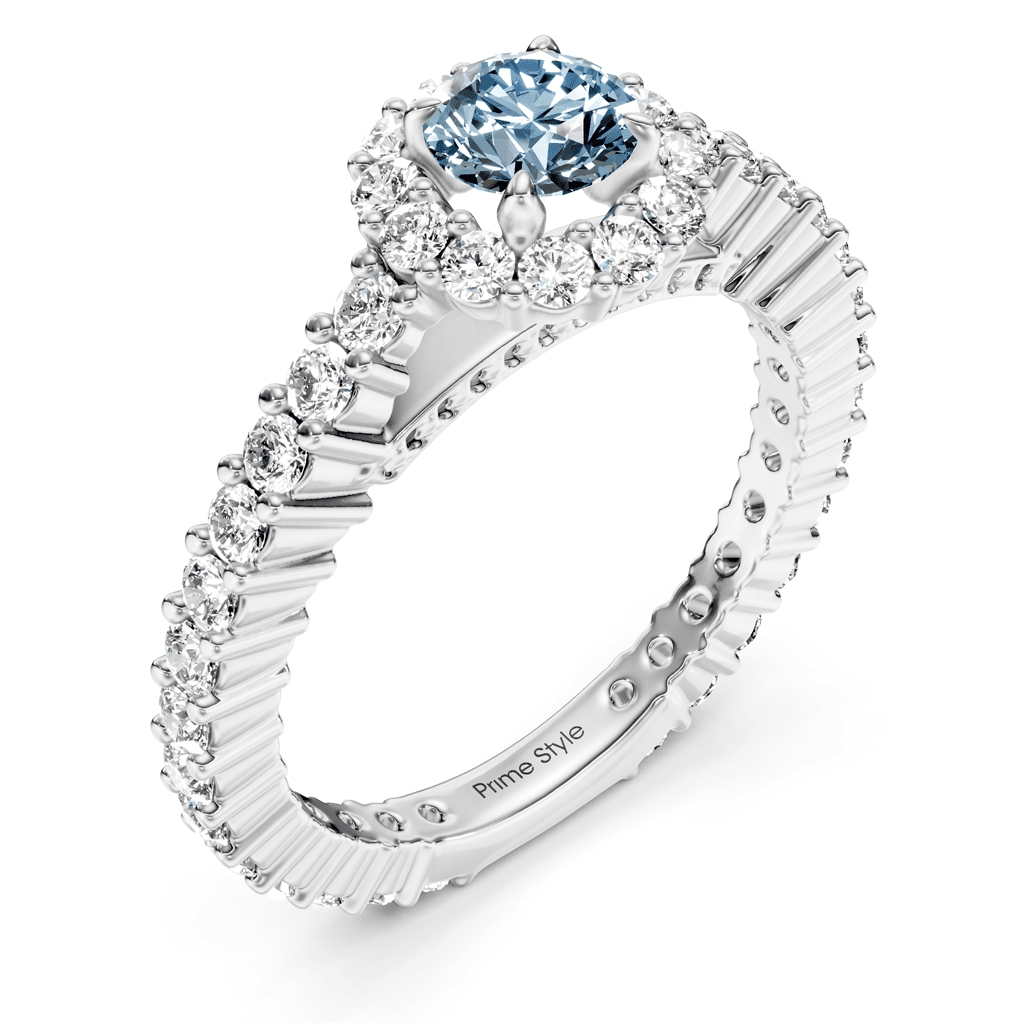 1.85 - 4.85 CT Round Cut Fancy Blue Diamonds - Engagement Ring - Primestyle.com